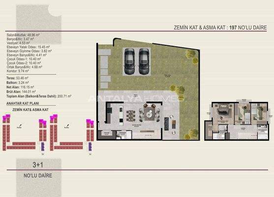 Stylish Flats in a Complex Near Airport in Kepez Antalya