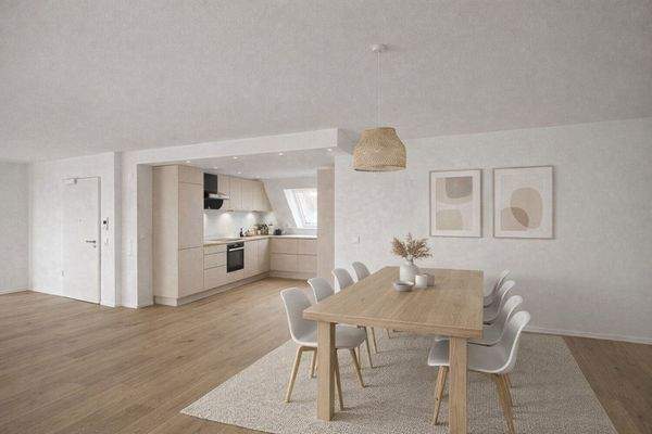 Einrichtungsbeispiel Essbereich mit offener Küche