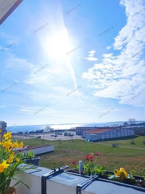 Blick vom Balkon auf den Bodden