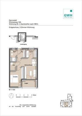 Grundriss mit Flur (4,70 m²), Tageslichtbad (4,73 m²), Küche (5,75 m²), Wohnzimmer (21,43 m²), Schlafzimmer (15,02 m²), Abstellraum (3,52 m²) und Balkon