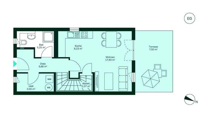 Grundriss Erdgeschoss Neuseengärten Doppelhaus 038