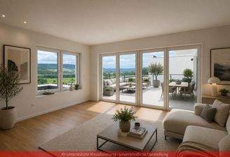 Wohnzimmer mit Terrasse - KI generiert