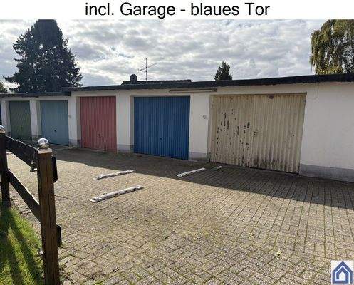 Garage m. blauen Tor