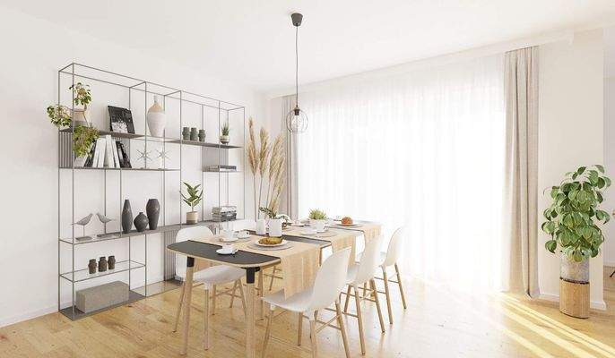 Lichtdurchfluteter Wohnbereich dank bodentiefer Fe