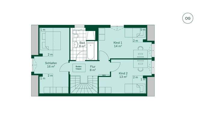 Grundriss vom Doppelhaus  im Projekt Pütnitzwiese