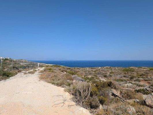 Kreta, Stavros: Küstengrundstücke mit Baugenehmigung und Meerblick zu verkaufen