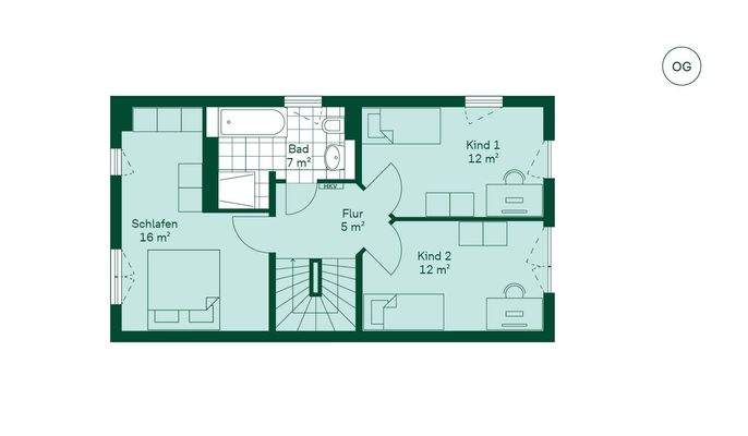 Geräumiges Obergeschoss mit viel Stauraum