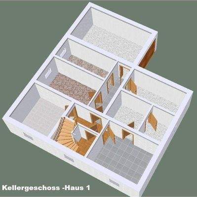 3D Grundriss Kellergeschoss Haus 1