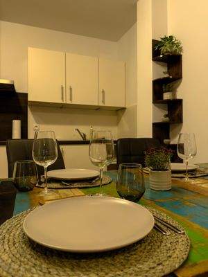 Blick zur Einbauküche 