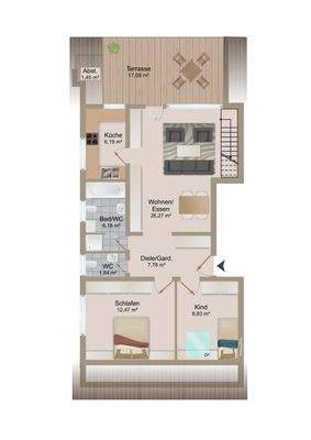 Grundriss (bitte beachten: Treppe wurde umgesetzt s.Fotos)