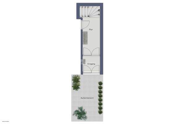 Der Villenzugang ebenerdig