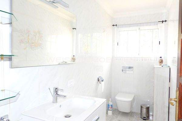 Geräumige Toilette mit Waschbecken