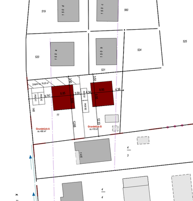 Entwurf - Lageplan GR(A) Grundstück vorne 490 m²