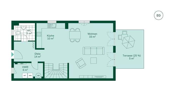 Grundriss vom Doppelhaus  im Projekt Pütnitzwiese