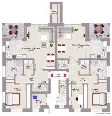 Grundriss Erdgeschoss Haus 1