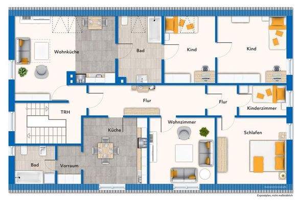 Dachgeschoss mit Mustermöblierung