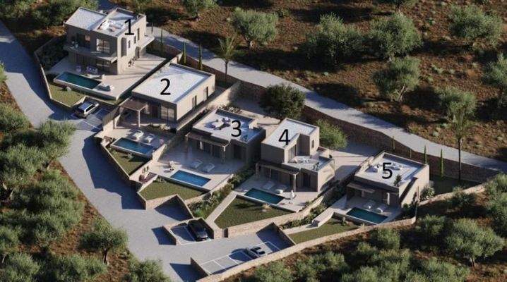 Kreta, Ammoudara: Geräumige, zweistöckige Villa mit Aussicht und Swimmingpool zu verkaufen