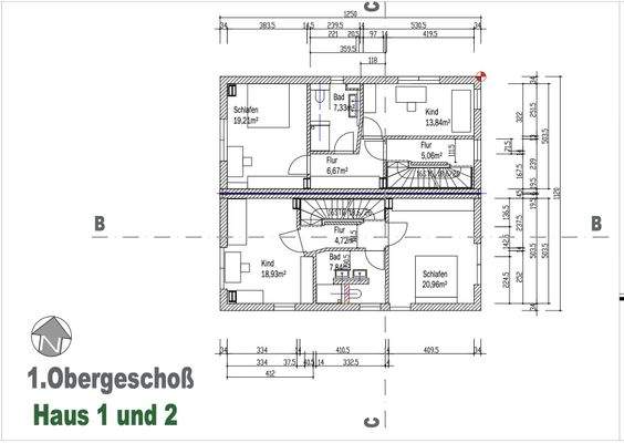 Obergeschoss Haus 1 &amp; 2