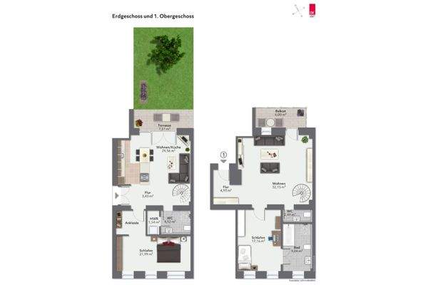 Grundriss Maisonette Nr 01