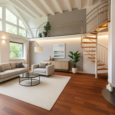 Wohnzimmer mit Zugang zurGalerie