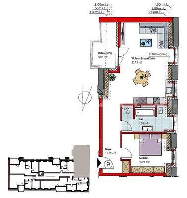 Grundriss Wohnung Nr. 9