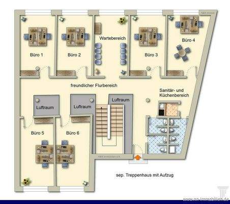 Grundriss im OG - Skizze - visualisiert