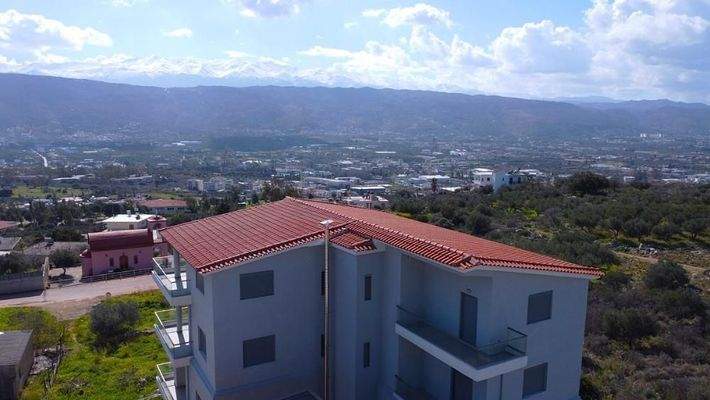 Kreta, Vlites: Modernes Apartment im 2.Stock mit Meer- und Bergblick zu verkaufen