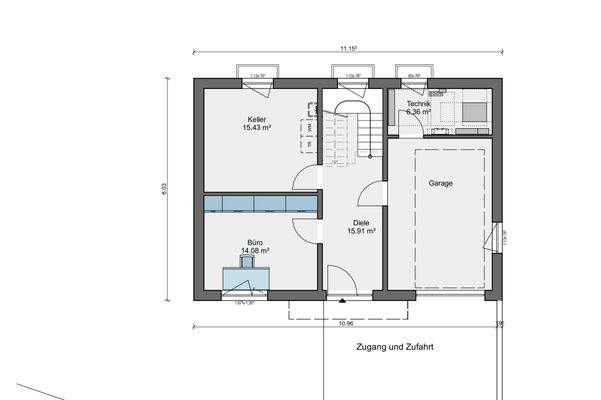 Grundriss Keller mit Garage