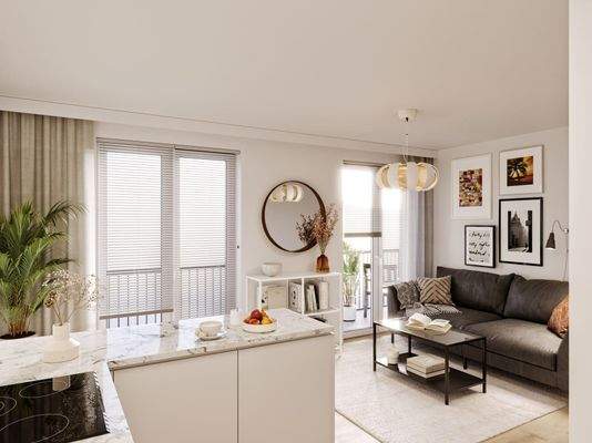 Innenvisu Harmsstr. Wohn-Essbereich