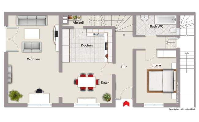 Hinterhaus - Grundriss Erdgeschoss - Wohnung 01