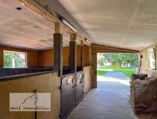 Blick vom Stall zur Weide