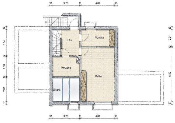 Grundriss Kellergeschoss (nicht maßstäblich)