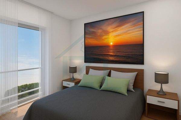 Modern Schlafzimmer mit Sonnenuntergangsdruck (2)