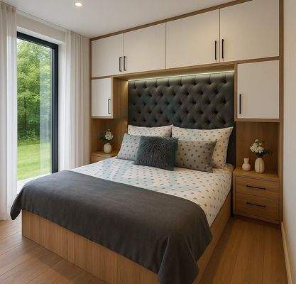 Moderne Schlafzimmerruhe mit Naturblick