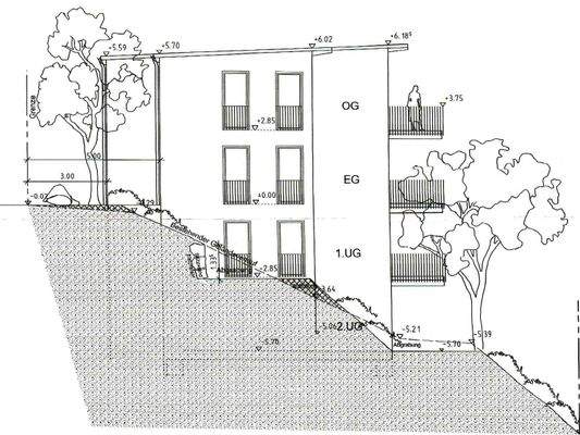 Ansicht Westen Bauplan