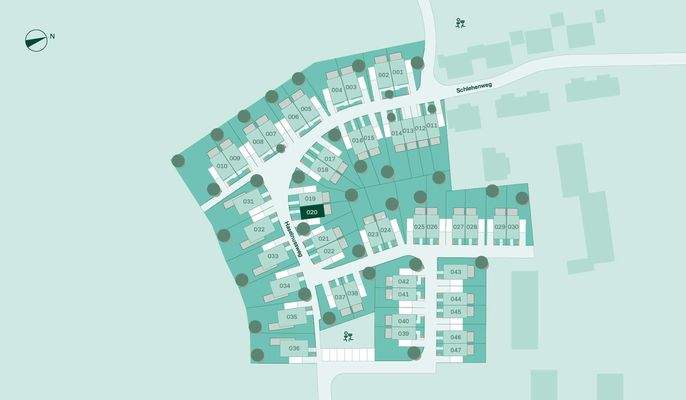 Lageplan des Doppelhauses im Neubauprojekt
