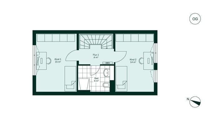 Komfortabler Grundriss im Obergeschoss