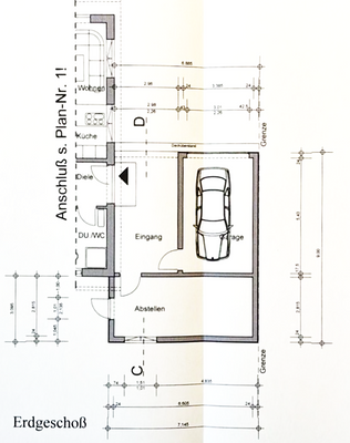 Grundriss Garage und Hauseingang