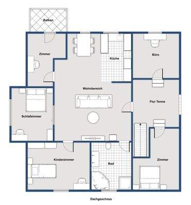 Darstellung Obergeschoss (ohne Trockenboden)