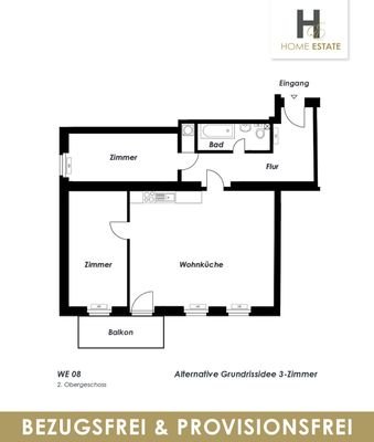 Grundriss Variante 3-Zimmer