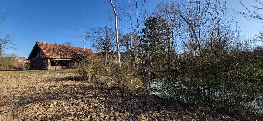 Ansicht Haus + Teich 