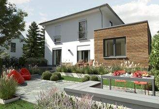 Einfamilienhaus-Flair-124-Kubus-Holz-Gartenansicht
