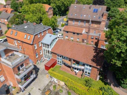 Blick auf Haus I und II