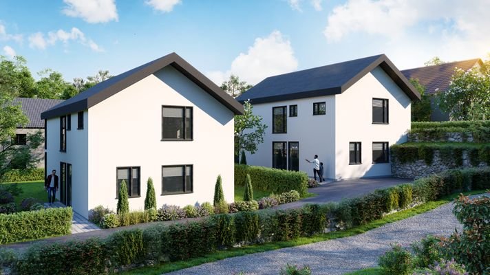 Außenanischt Visualisierung Einfamilienhaus Duett 1