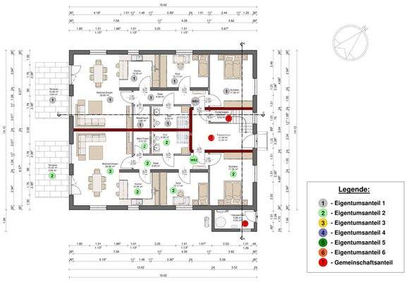 Grundriss Erdgeschoss - WE 1 (grau)