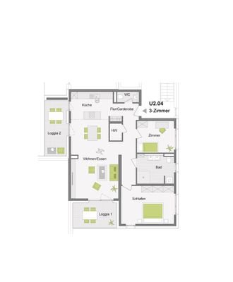 3-Zimmerwohnung mit 105,60 m² im 1. Obergeschoss