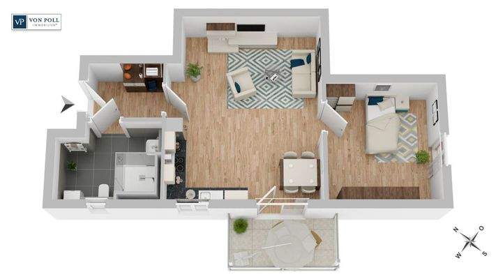 Grundriss Wohnung 19 mit knapp 51 m²