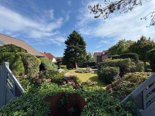 Blick von der Einfahrt Richtung Garten