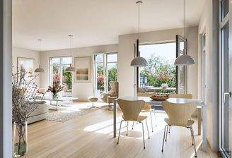 Wohnraumbeispiel helle Räume durch tiefe Fenster