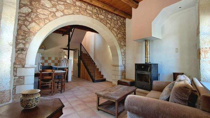 Kreta, Vamos: Traditionelle Steinvilla mit zwei Schlafzimmern, Garten und Erweiterungspotenzial